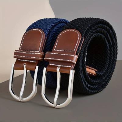BH Men'S Stretch Braid Belt - Canvas Elastic Fabric, Multicolored Braided Belts with Adjustable Square Buckle, Casual & Formal