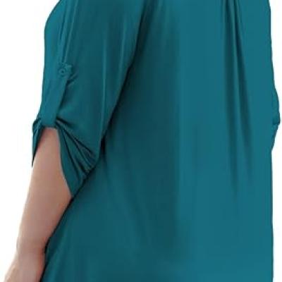 Womens Tops Dressy Casual 3/4 Sleeve Shirts Tunic Blouses Plus Size Tops for Women