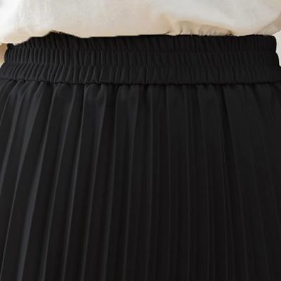 Womens Skirt Leopard Print Midi Long Shirring Pleated Skirts High Waisted A Line Skirts