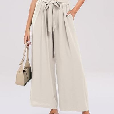 Summe Wide Leg Dress Pants for Women High Waisted Palazzo Casual Work Pants Beach Trousers with Pocket