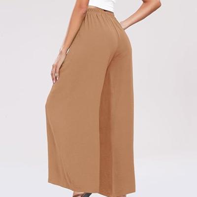 Summe Wide Leg Dress Pants for Women High Waisted Palazzo Casual Work Pants Beach Trousers with Pocket