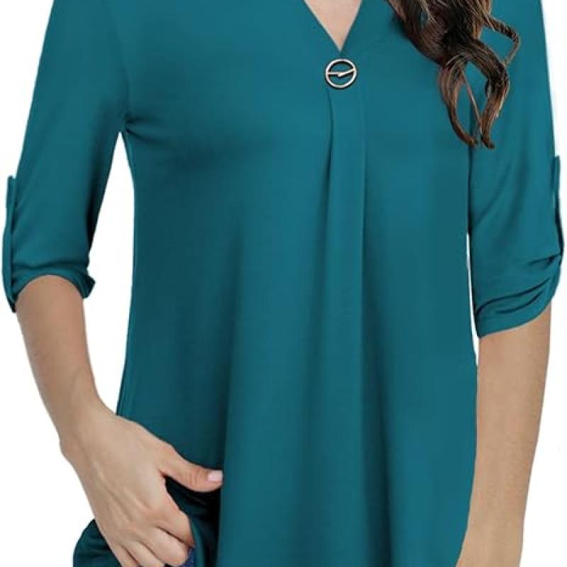 Womens Tops Dressy Casual 3/4 Sleeve Shirts Tunic Blouses Plus Size Tops for Women