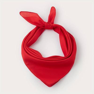 Solid Color Minimalist 55 Small Square Scarf - Soft Satin-Like Non-Elastic Wrinkle-Reducing Neck Wrap