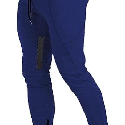 Mens Joggers Sweatpants Slim Fit Workout Training Thigh Mesh Gym Jogger Pants with Zipper Pockets