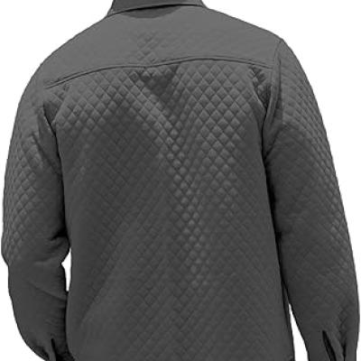 Mens Shacket Long Sleeve Shirt Jacket with Pockets Lightweight Quilted Overshirt