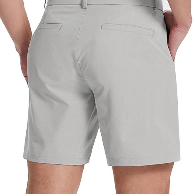Mens Golf Shorts 7 Inch Inseam Flat Front Hybrid Stretch Dress Casual Work Shorts with 5 Pockets Lightweight Quick Dry