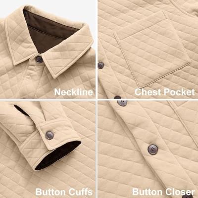 Mens Shacket Long Sleeve Shirt Jacket with Pockets Lightweight Quilted Overshirt