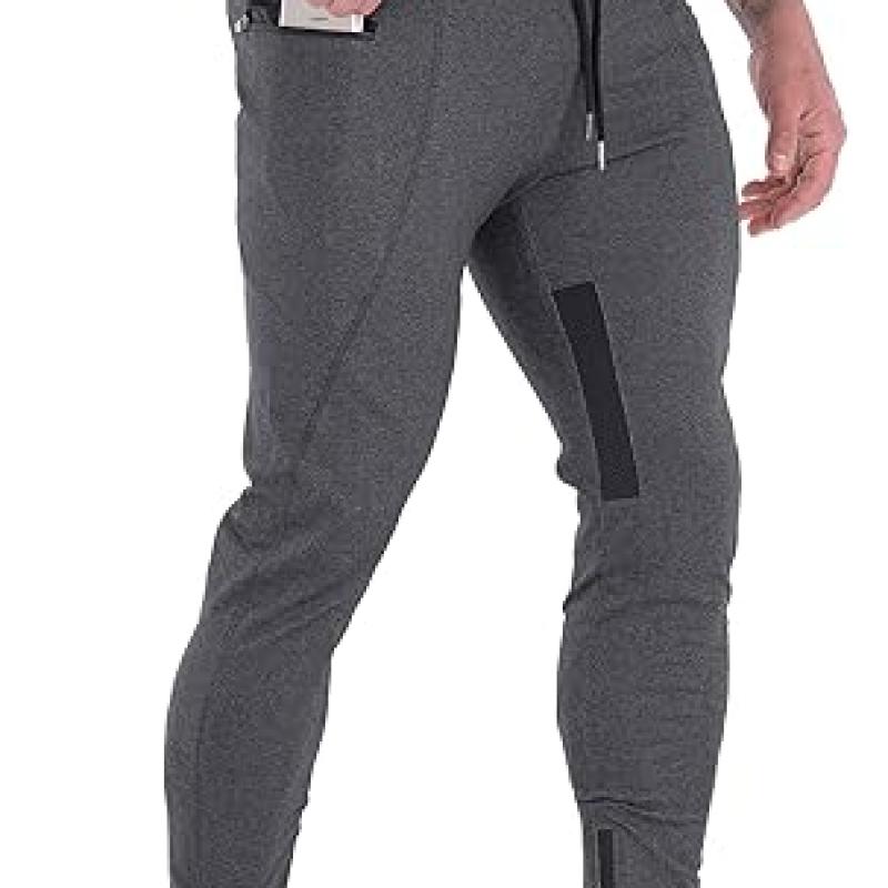 Mens Joggers Sweatpants Slim Fit Workout Training Thigh Mesh Gym Jogger Pants with Zipper Pockets