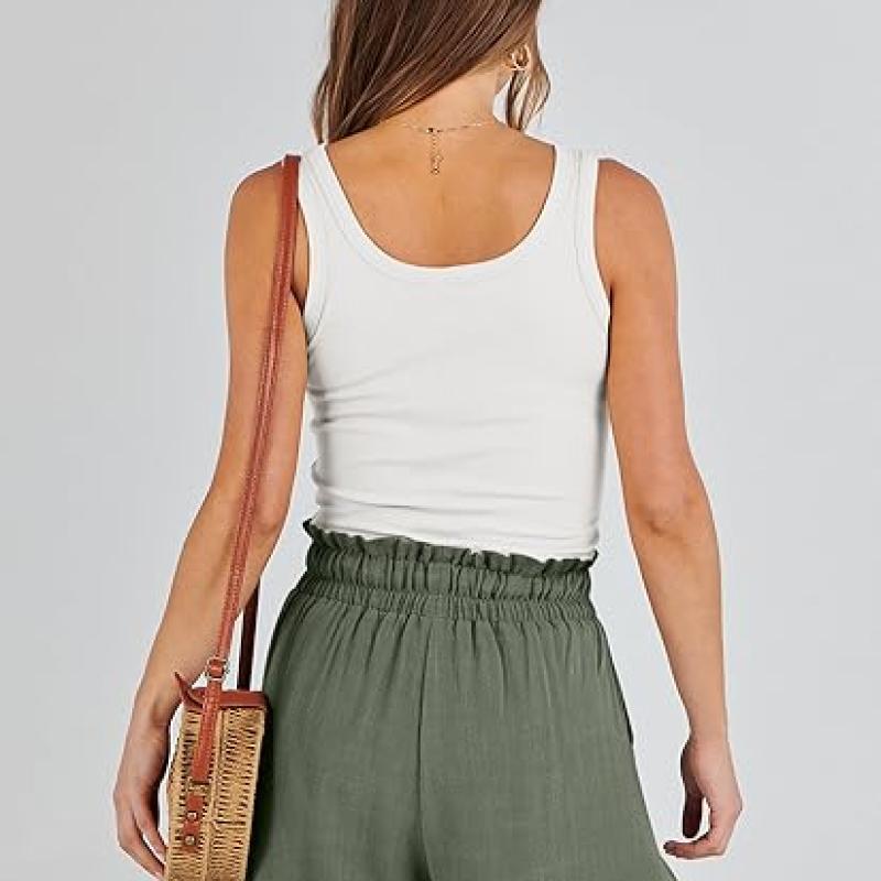 Linen Shorts for Women Casual High Waisted Wide Leg Drawstring Cute Summer Beach Shorts 2024 Fashion Vacation Outfit q