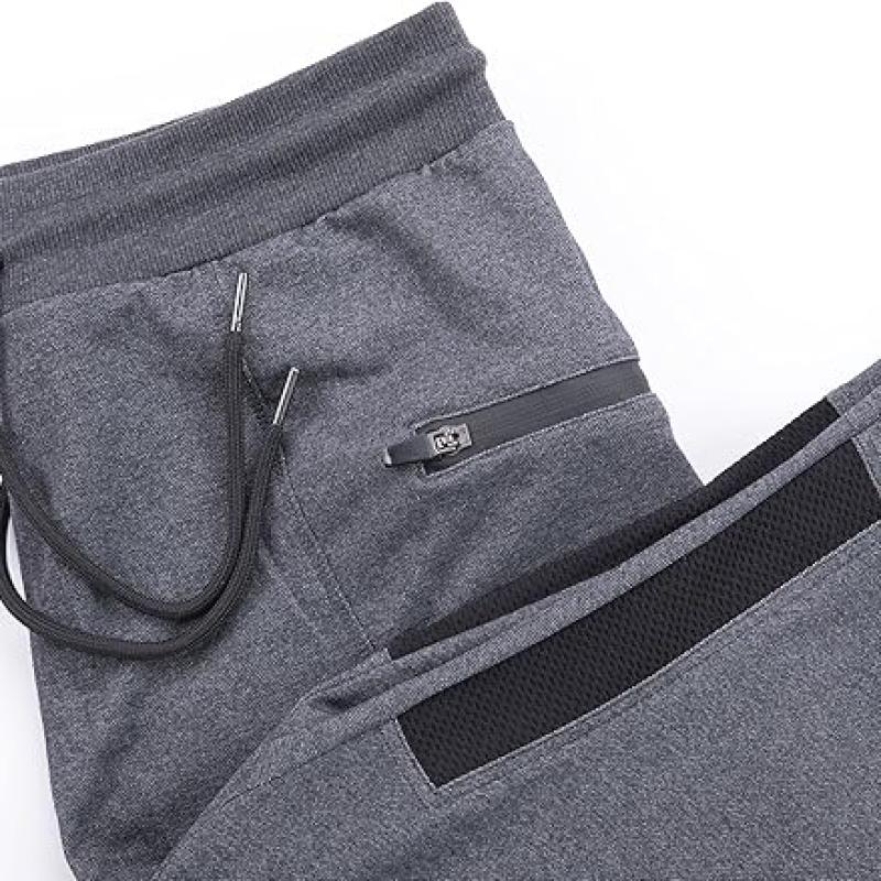 Mens Joggers Sweatpants Slim Fit Workout Training Thigh Mesh Gym Jogger Pants with Zipper Pockets