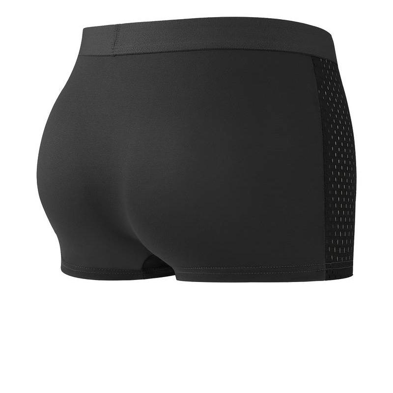 Men's Soft Black Boxer Briefs - Comfortable, Stretchy Polyester-Elastane Blend, Non-See-Through