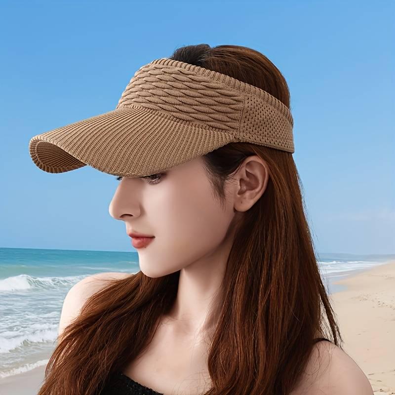 Women's Lightweight Grey Visor Hat - & Breathable Mesh, Elastic Polyester Textured with Curved Brim for Running, Outdoor