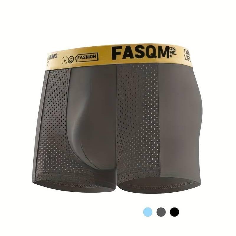Men's Luxury Black and Golden Geometric Print Mid-Waist Boxer Briefs - Ultra Soft, Breathable Polyester Blend