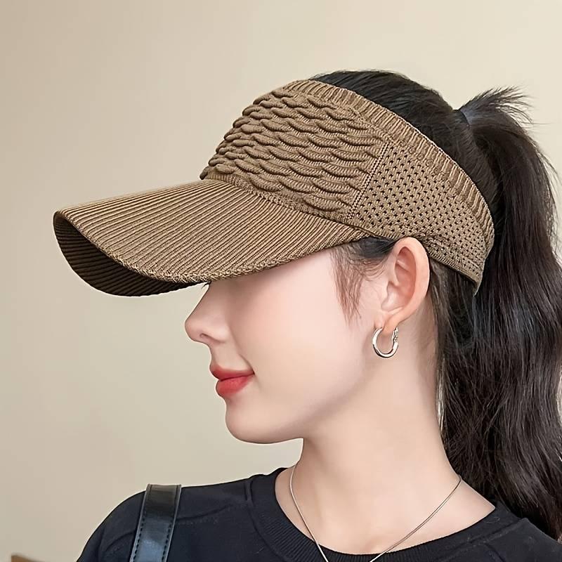 Women's Lightweight Grey Visor Hat - & Breathable Mesh, Elastic Polyester Textured with Curved Brim for Running, Outdoor