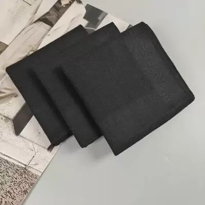 1-6pcs combed cotton universal retro jacquard handkerchief-soft cotton 43cm/16.9in pure black, suitable for weddings, parties and gifts-elegant and classic design.