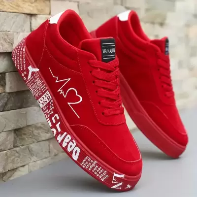 Men'S Red Casual Sneakers - Comfortable Low-Top Skate Shoes